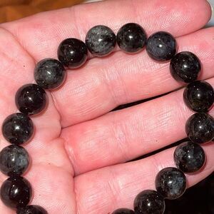 Black tourmaline in quartz 8mm stretch bracelet Crystal 7 inches ONE NEW
